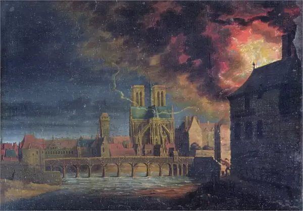 A Fire on the Ile Saint-Louis, c. 1635 (oil on canvas)