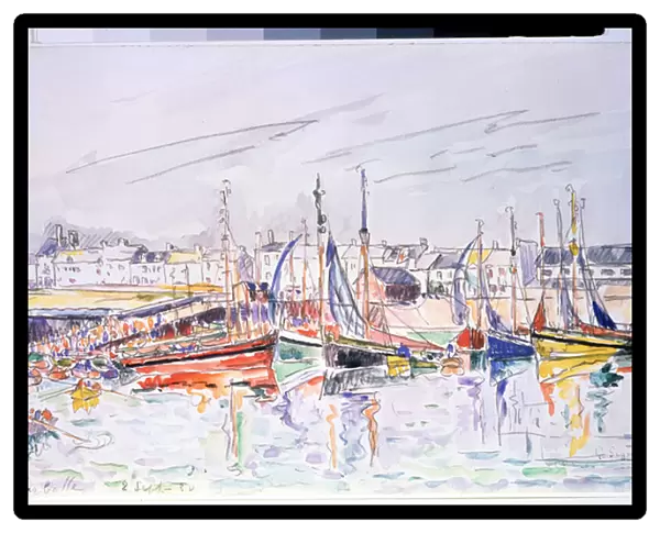 'La Turballe'Voiliers dans le port de la Turballe en Loire Atlantique. Aquarelle de Paul Signac (1863-1935) 1930 Musee Pouchkine, Moscou