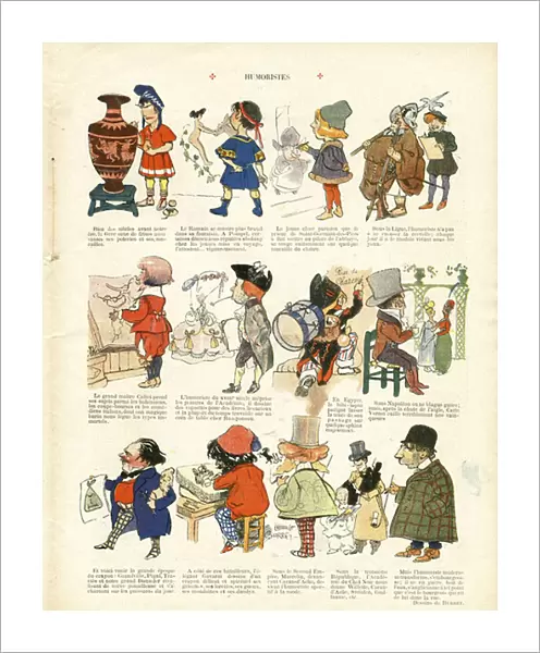 The Laughter, Satirical in Colours, 1908_1_11: Comedians - Drafters, History - Illustration by Leonce Burret (1865-1915)