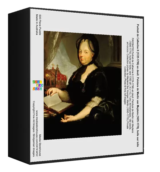 Portrait de Catherine II (1729-1796) en deuil. Peinture de Martin van Meytens (1695-1770), huile sur toile, vers 1760 (81, 9 x 113, 7 cm). Art hollandais, 18e siecle, art rococo. Collection privee