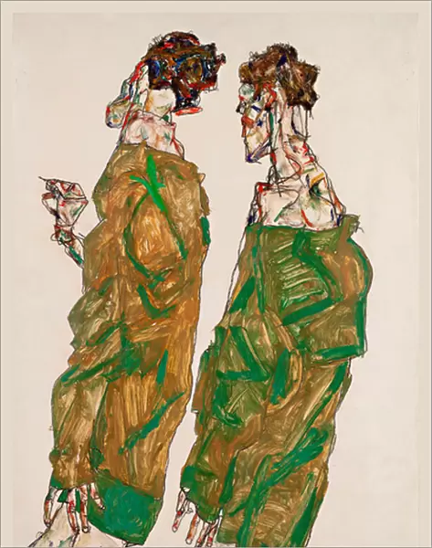 Devotion - Oeuvre de Egon Schiele (1890-1918), gouache sur papier, 1913 (48, 3x32 cm) - Devotion, Gouache on paper by Egon Schiele, 1913 - Leopold Museum, Vienna