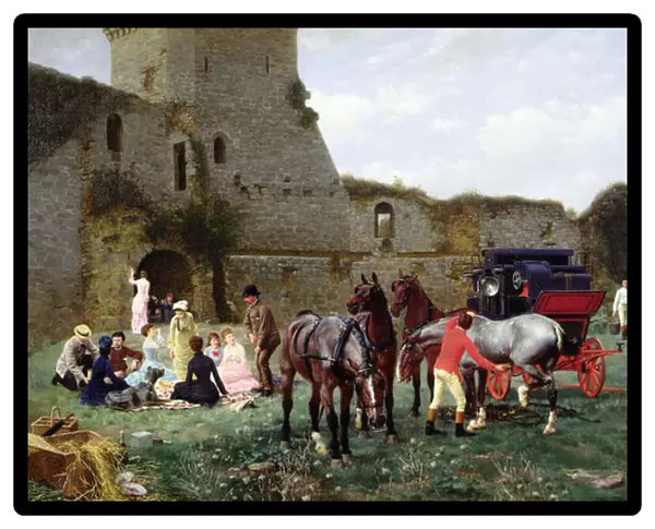 Lunch in the ruins of Hunaudaye, 1879 (oil on canvas)