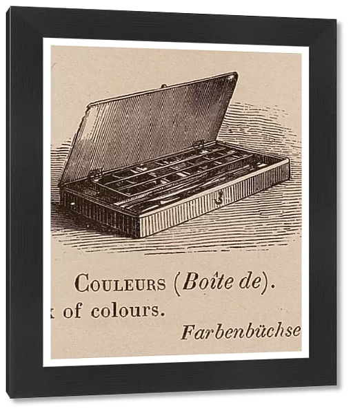 Le Vocabulaire Illustre: Couleurs (Boite de); Box of colours; Farbenbuchse (engraving)