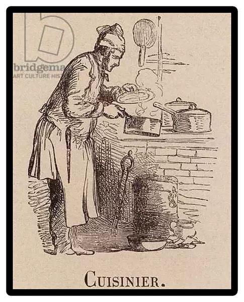 Le Vocabulaire Illustre: Cuisinier; Man-cook; Koch (engraving)