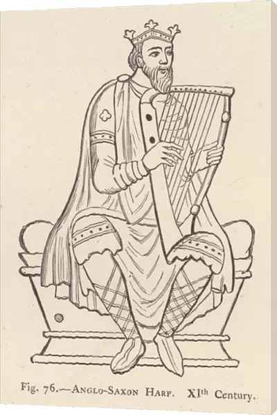 Anglo-Saxon Harp, XIth Century (engraving)