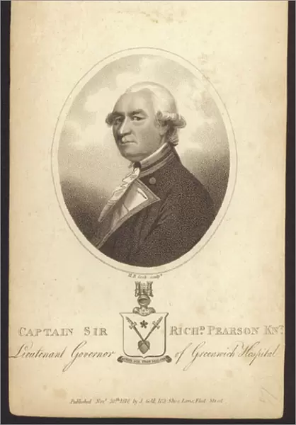 Sir Richard Pearson, British naval captain and Lieutenant Governor of Greenwich Hospital (engraving)
