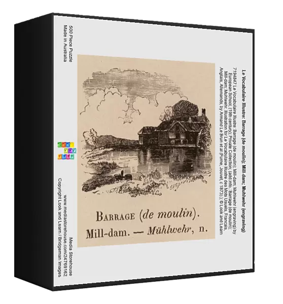 Le Vocabulaire Illustre: Barrage (de moulin); Mill-dam; Muhlwehr (engraving)