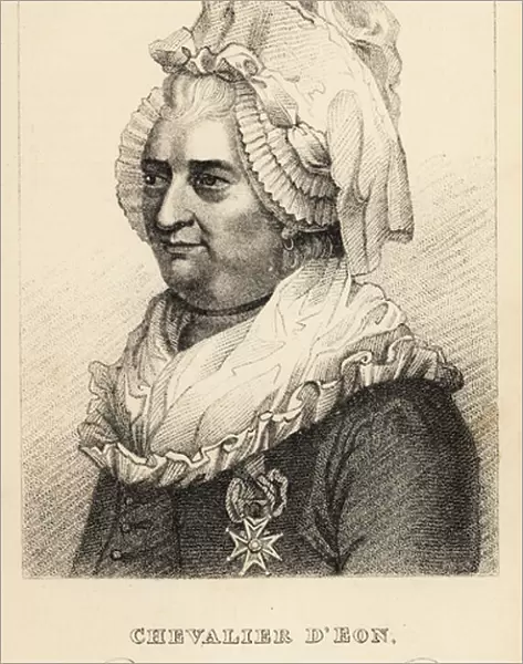 Chevalier d Eon, passed as a woman, 1728-1810. 1869 (lithograph)