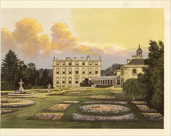 Ditchley House and gardens, Oxfordshire, England. 1880 (engraving)