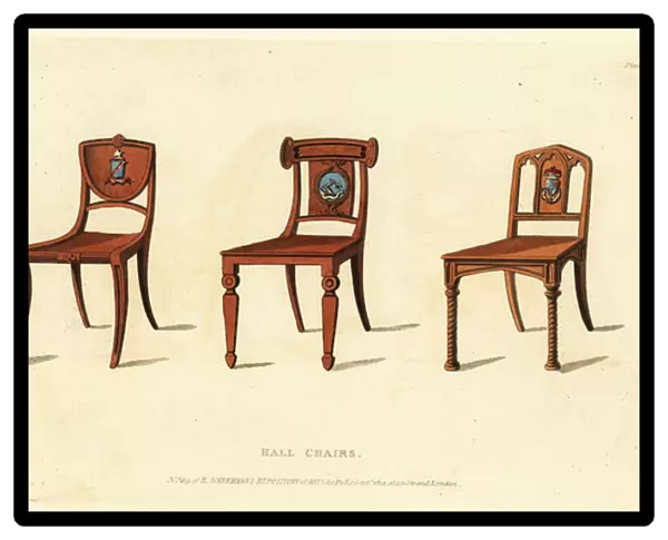 Hall chairs with coats of arms, 1814