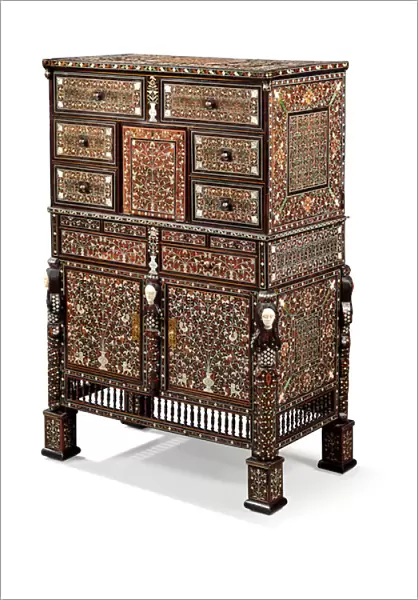 Cabinet-on-Stand, Goa, late 17th-18th century (ebony & Indian rosewood with ivory & bone inlay)