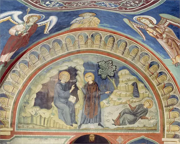 Saint Placidus saved from the lake by Saint Maurus on the orders of Saint Benedict (fresco)