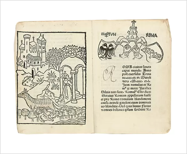 Pages from Mirabilia Romae, Historia et Descriptio Urbis Romae by Pseudo-Aegidius Romanus, published by Andreas Freitag, Rome, not before 1485 and not after 1489 (woodcut & print)