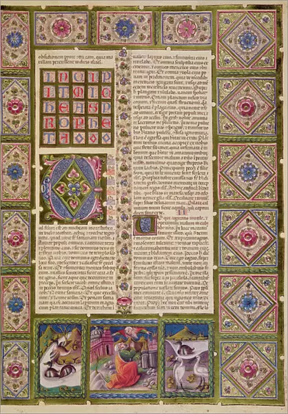 Fol. 97r Opening to the Book of the Prophet Micheas, from the Borso d Este Bible. Vol 2 (vellum)