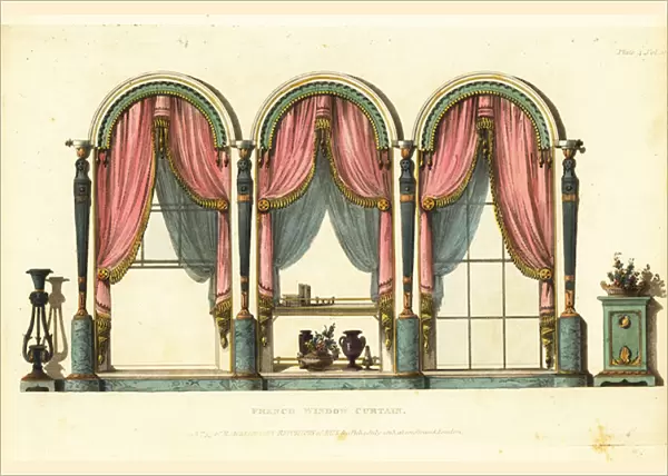 Regency-era French window curtains, 1813