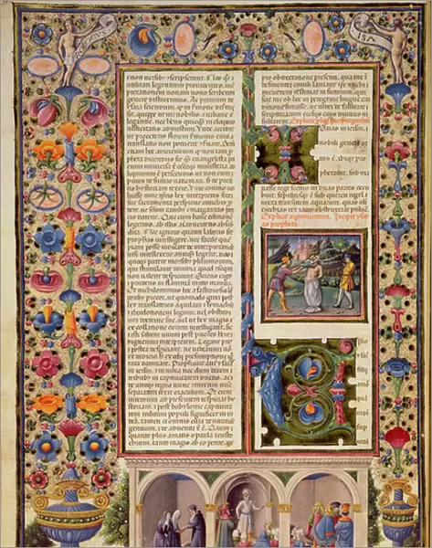 Fol. 3v Prologue to the Book of the Prophets (Isaiah), from the Borso d Este Bible. Vol 2 (vellum)