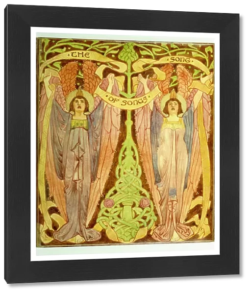A Pair of Angels, 1897 (transparent vellum over painted paper with gilding)