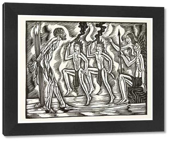 The Martyrdom, from The Travels and Sufferings of Father Jean de Brebeuf, 1938 (wood engraving)