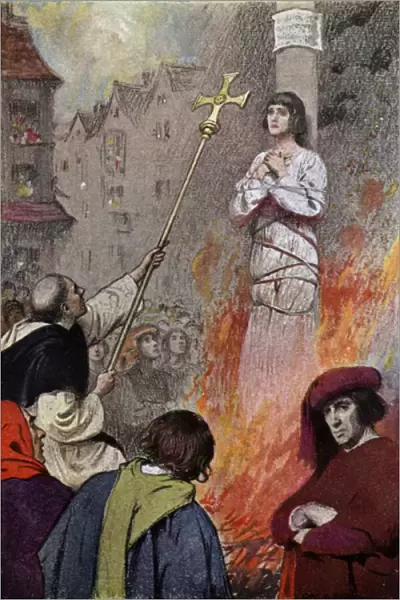 Joan of Arc: In Rouen Market-Place (colour litho)