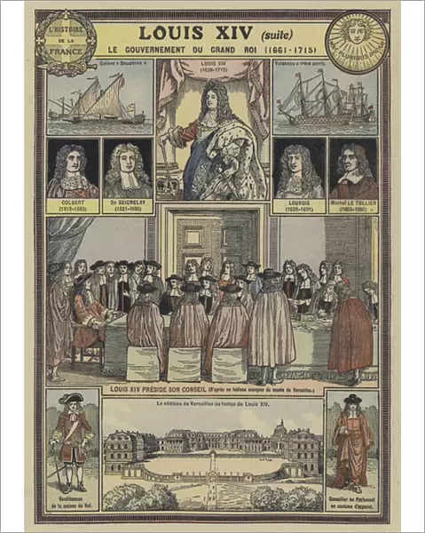 Government of France during the reign of Louis XIV, 1661-1715 (colour litho)