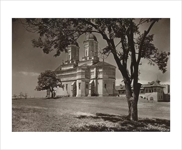 Romania: Jassy, Cetatuia Monasterys Church (b  /  w photo)