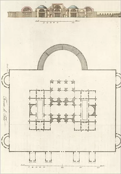 Plan and elevation of the Baths of Titus, Rome