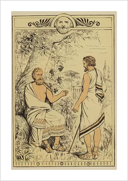 Stories from Lucian: A talk with Homer in the Isles of the Blessed (colour litho)