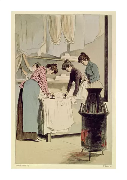 Laundresses, from La Femme a Paris by Octave Uzanne, engraved by F. Masse, 1894 (coloured engraving)