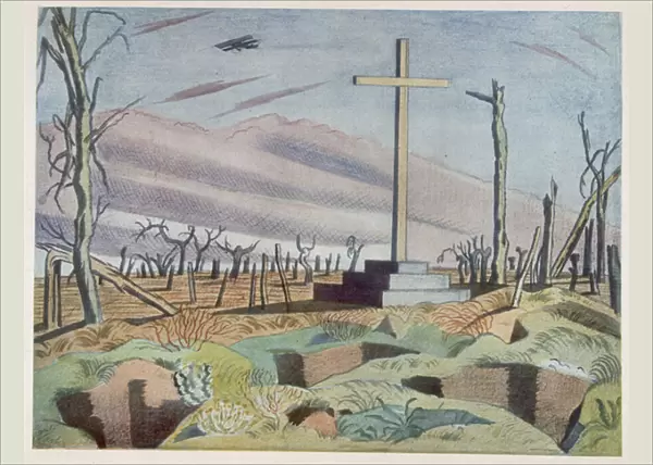 A Canadian Monument, from British Artists at the Front, Continuation of The Western Front, Part Three, Paul Nash, 1918 (colour litho)