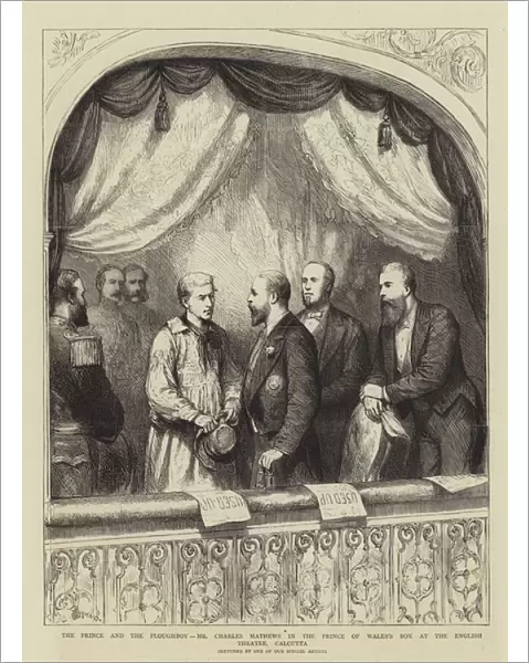 The Prince and the Ploughboy, Mr Charles Mathews in the Prince of Waless Box at the English Theatre, Calcutta (engraving)