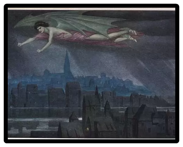Lucifer flying over the city. Sleep, sleep, o city! Till the light wake you to sin and crime again