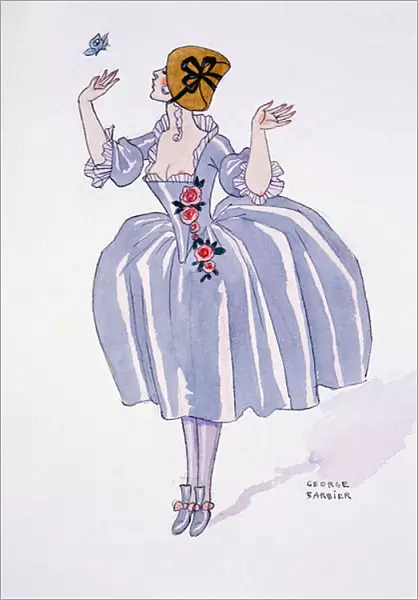 Illustration for Fetes Galantes, 1928 (colour litho)