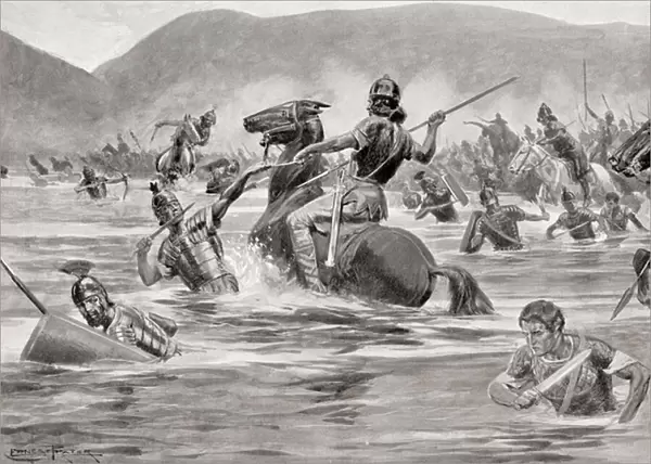 The Battle of Lake Trasimene, Italy, June 24, 217 BC, from Hutchinsons History of the Nations, pub. 1915