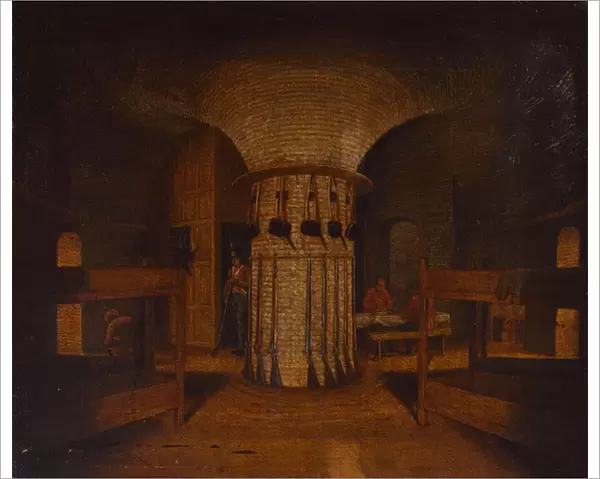 The interior of a barrack room, possibly in a Martello Tower, c. 1812 (oil on canvas)