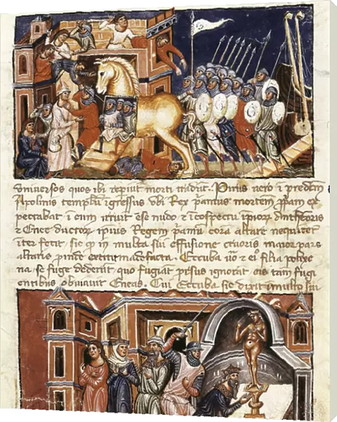 Siege and Assault of the City of Troy, miniature from 'Historia destructionis Troiae'by Guido delle Colone (c. 1210- c. 1287), 1545 (illuminated manuscript)