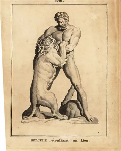 Statue of Hercules, Roman hero and god, stifling a lion