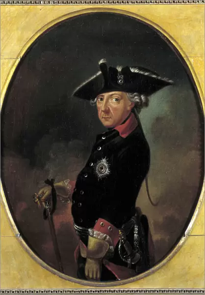 Portrait of Frederic II of Prussia (1712-1786) Painting by K. Beeskow (19th century). 19th century. Orleans. Musee Des Beaux Arts - Portrait of Frederick II of Prussia (1712-1786), called Frederick the Great. Painting by K. Beeskow (19th century)