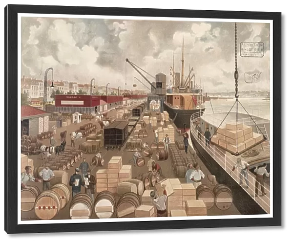 The Port of Bordeaux, 1911 (colour litho)