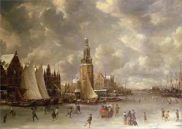 Winter Landscape with the Montelbaanstoren, Amsterdam (oil on canvas)