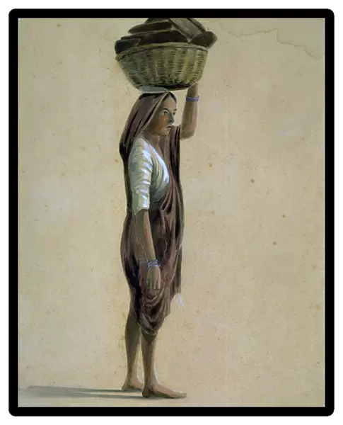 A Mahratta woman carrying fuel (ooplees), India, 1870 circa (w  /  c)