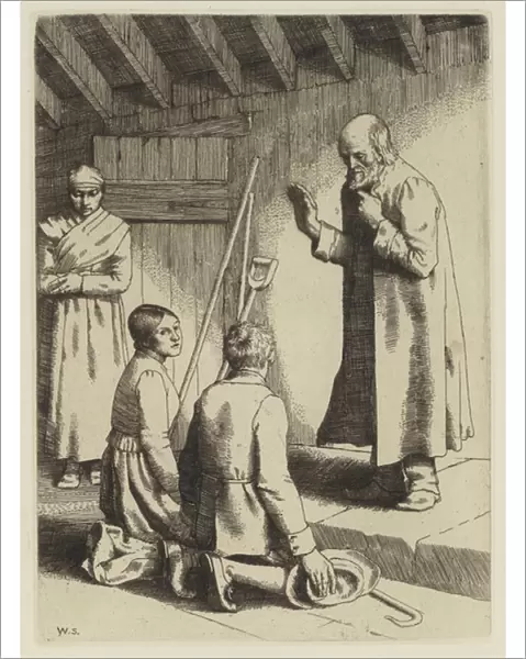 Bunyans Pilgrims Progress: Marriage of Mercy and Matthew (etching)