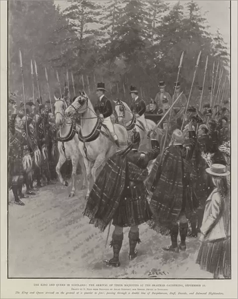 The King and Queen in Scotland, the Arrival of Their Majesties at the Braemar Gathering, 11 September (litho)