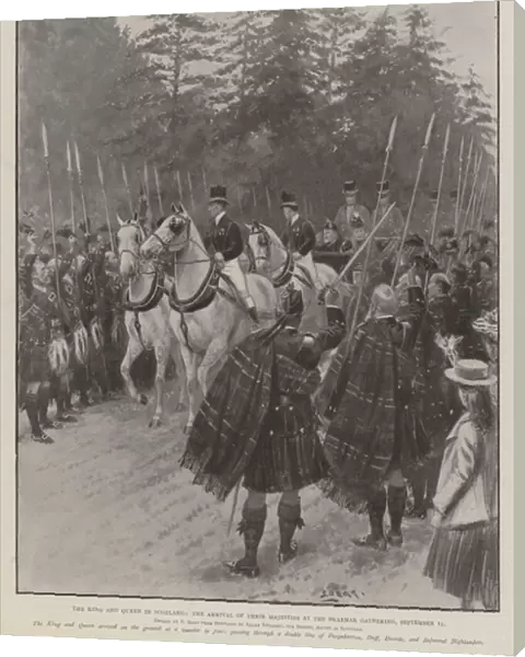 The King and Queen in Scotland, the Arrival of Their Majesties at the Braemar Gathering, 11 September (litho)
