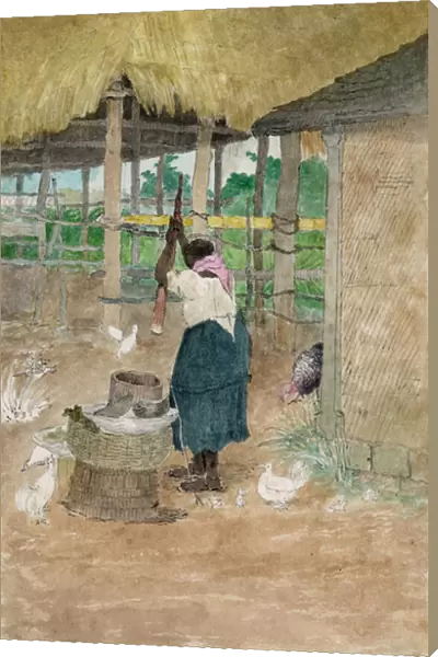 Woman beating cassava, Jamaica, 1810-16