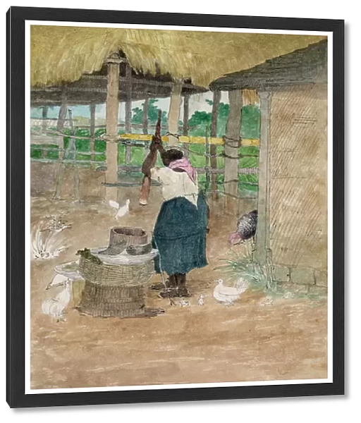 Woman beating cassava, Jamaica, 1810-16