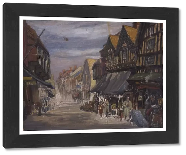 Butchers Row, Coventry, c. 1930 (oil on canvas laid on board)