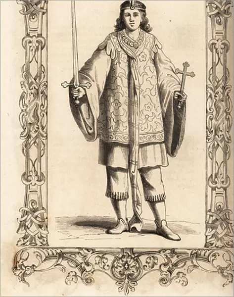 Costume of a page of legendary Christian patriarch Prester John. 1859-1860 (engraving)