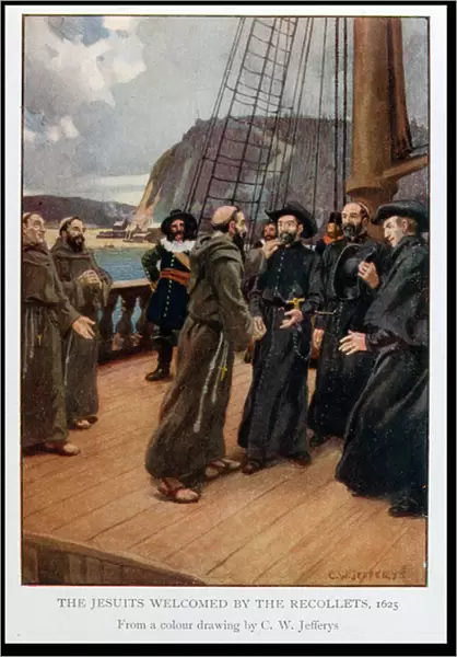 The Jesuits Welcomed by the Recollets in 1625 (colour litho)