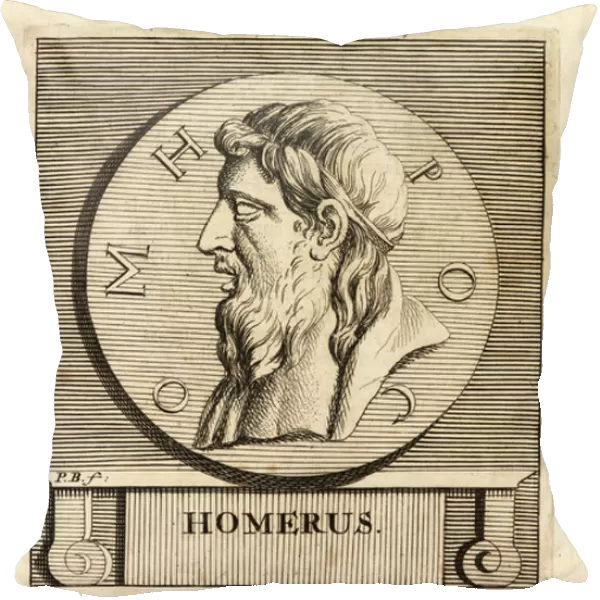Homer, Greek poet, author of the Iliad and the Odyssey, , 1731 (engraving)