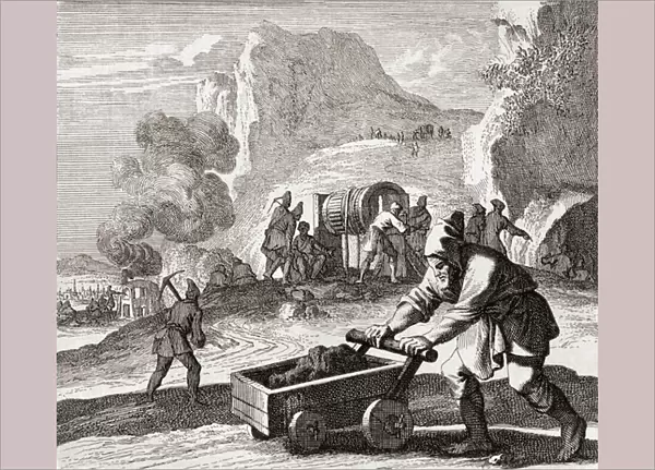 Miners at work, 17th century